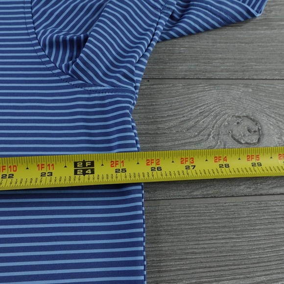 Vineyard Vines Polo Shirt Mens 2XL XXL Blue Striped Whale Logo Golf Performance - Picture 6 of 7